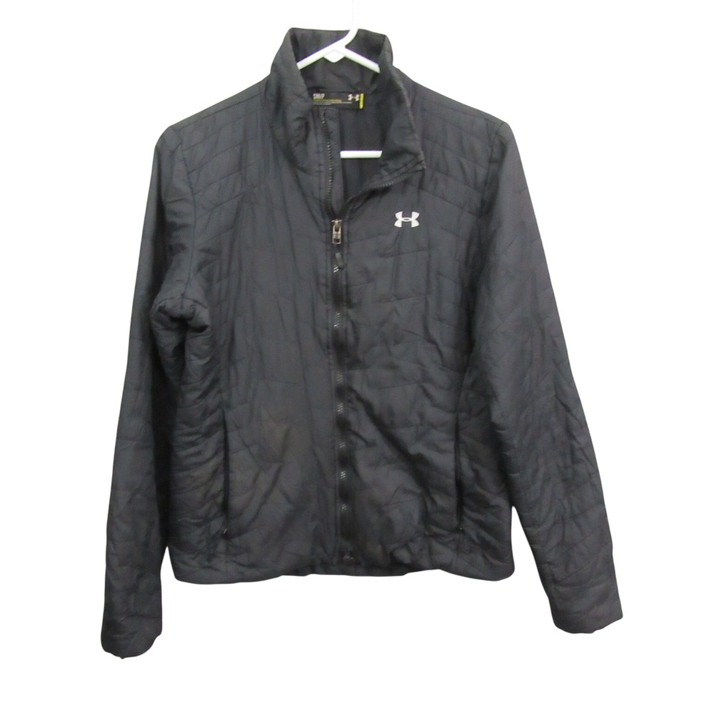 Under Armour Mens Puffer Jacket S Black Fitted‎ Full Zip Quilted Pocket